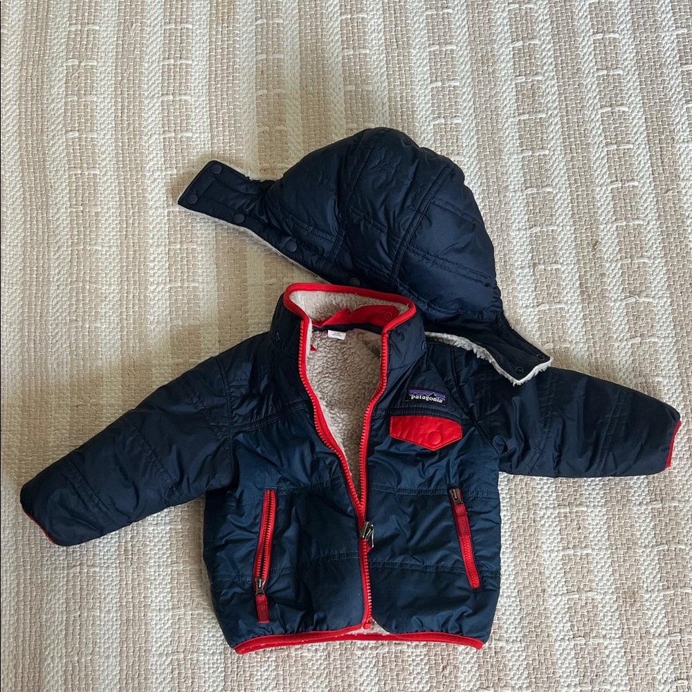 Patagonia Kids Puffer Jacket - Navy with Red Trim
